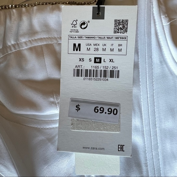 NEW ZARA RHINESTONE CORSET MIDI DRESS OYSTER WHITE | 1165/152 - Picture 10 of 15